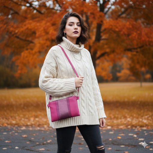 Fruzsi ciclamen estuche con cremallera ortiga mediana 